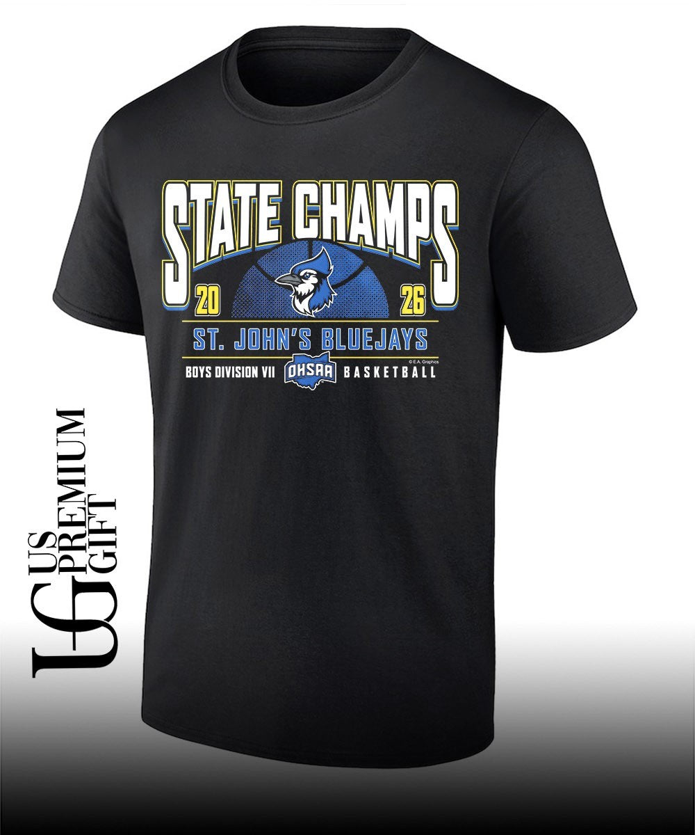 St. Johns Bluejays 2026 OHSAA Boys Basketball D7 State Champions shirt Unisex T-shirt, Sweatshirt, Hoodie, Long Sleeve Tee - T-Shirt, Sweatshirt, Hoodie