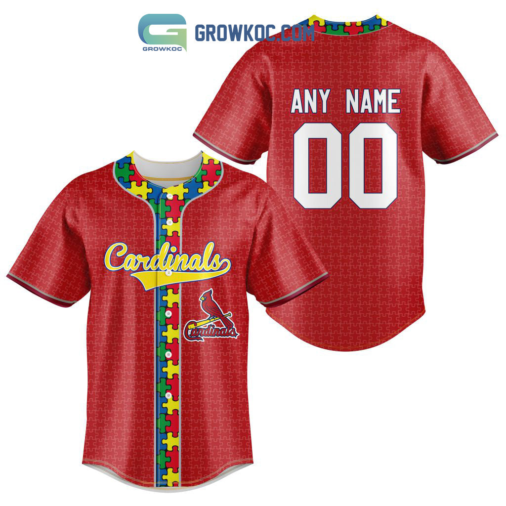 St. Louis Cardinals MLB Fearless Against Autism Personalized Baseball Jersey baseball jersey product view 1