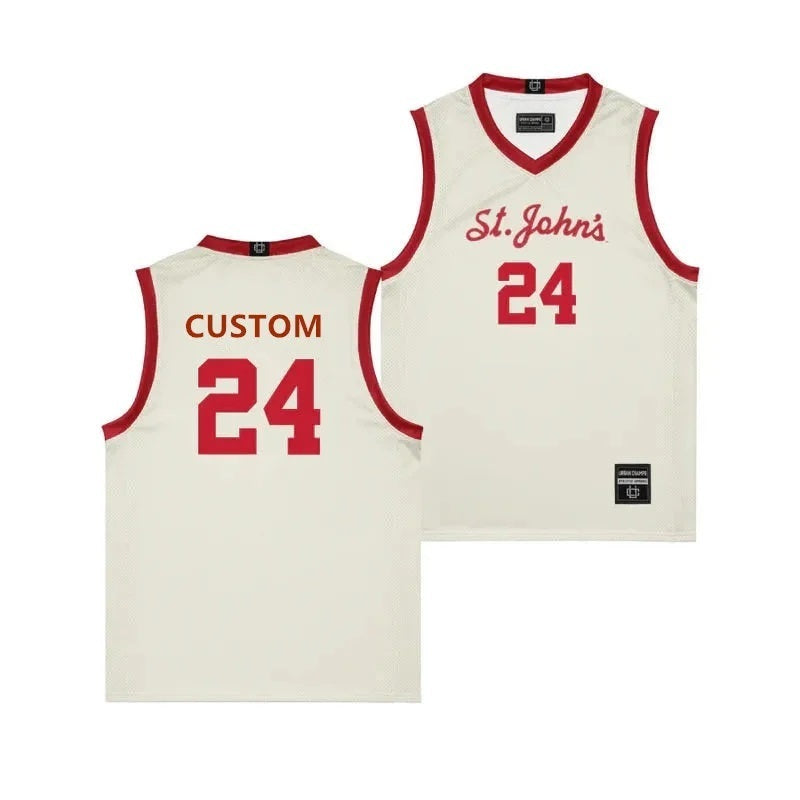 St. John's Red Storm Custom Cream Retro Basketball Jersey College Football Jersey football jersey product view 1