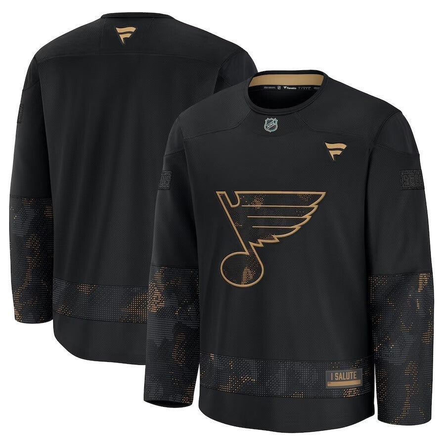 St. Louis Blues 2024 Military Appreciation Practice Jersey - Black Hockey Jersey hockey jersey product view 1