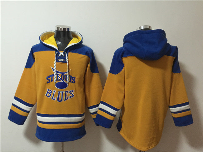 St. Louis Blues Blank Yellow Ageless Must-Have Lace-Up Pullover Hoodie Hockey Jersey hockey jersey product view 1