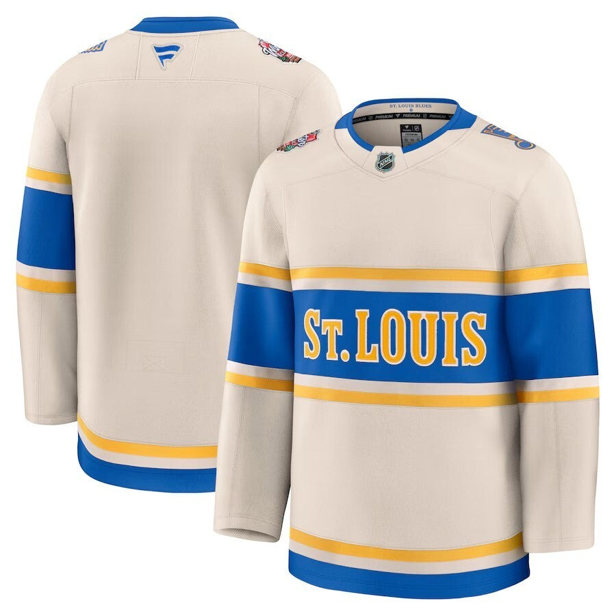 St. Louis Blues Fanatics 2025 NHL Winter Classic Premium Jersey - Cream Hockey Jersey hockey jersey product view 1