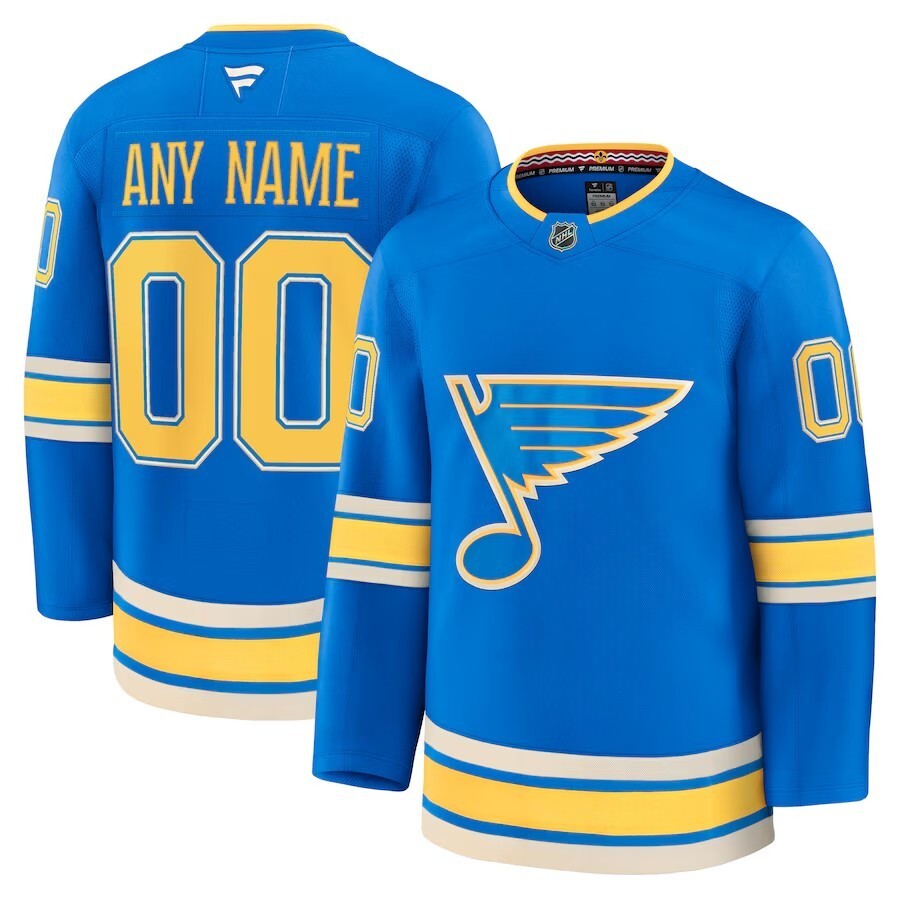 St. Louis Blues Fanatics Alternate Premium Custom Jersey - Blue Hockey Jersey hockey jersey product view 1