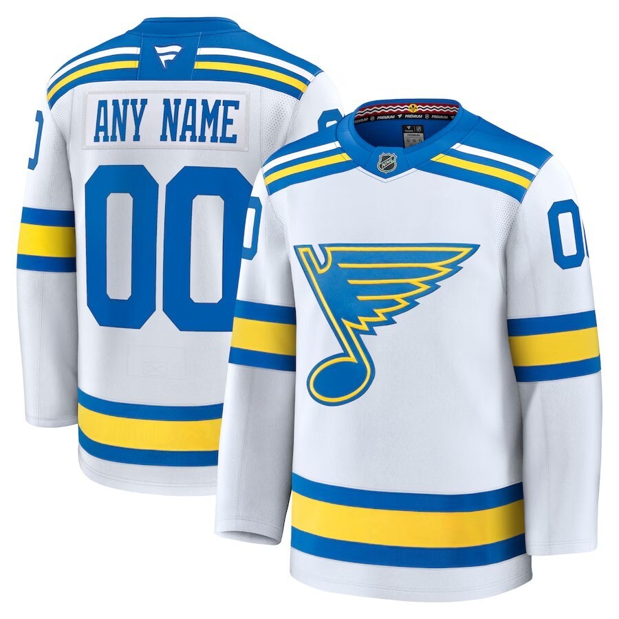 St. Louis Blues Fanatics Away Premium Custom Jersey - White Style 1 Hockey Jersey hockey jersey product view 1