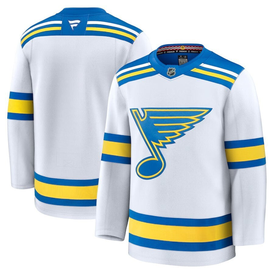 St. Louis Blues Fanatics Away Premium Jersey - White Style 1 Hockey Jersey hockey jersey product view 1