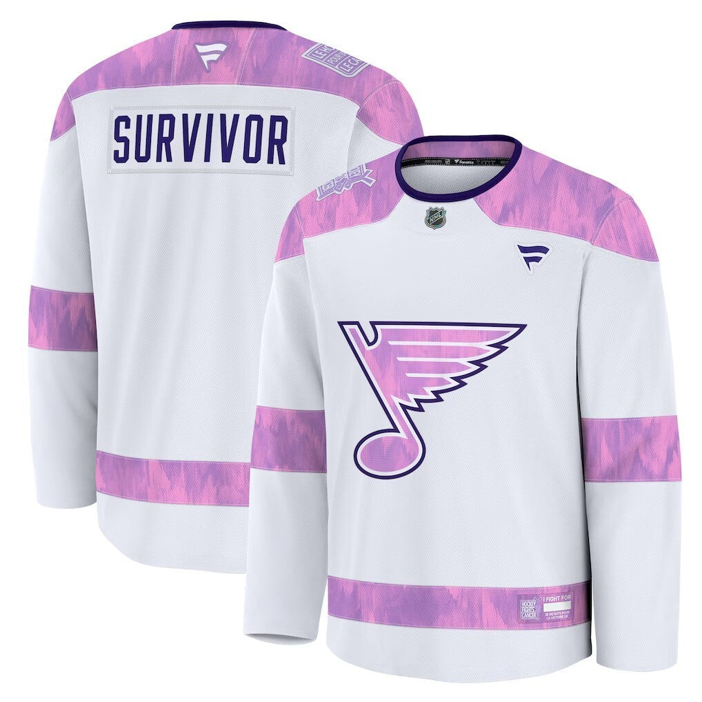 St. Louis Blues Fanatics Hockey Fights Cancer Practice Jersey - White Hockey Jersey hockey jersey product view 1