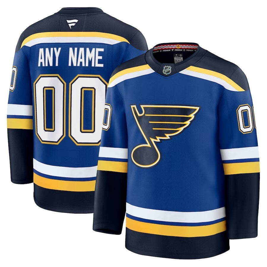 St. Louis Blues Fanatics Home Premium Custom Jersey - Blue Style 2 Hockey Jersey hockey jersey product view 1
