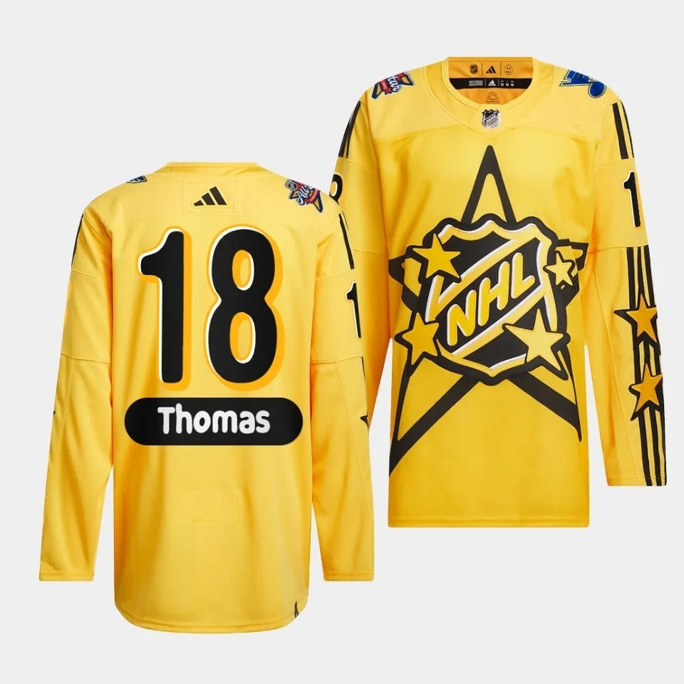 St. Louis Blues #18 Robert Thomas 2024 NHL All-Star Yellow Jersey Style 1 Hockey Jersey hockey jersey product view 1