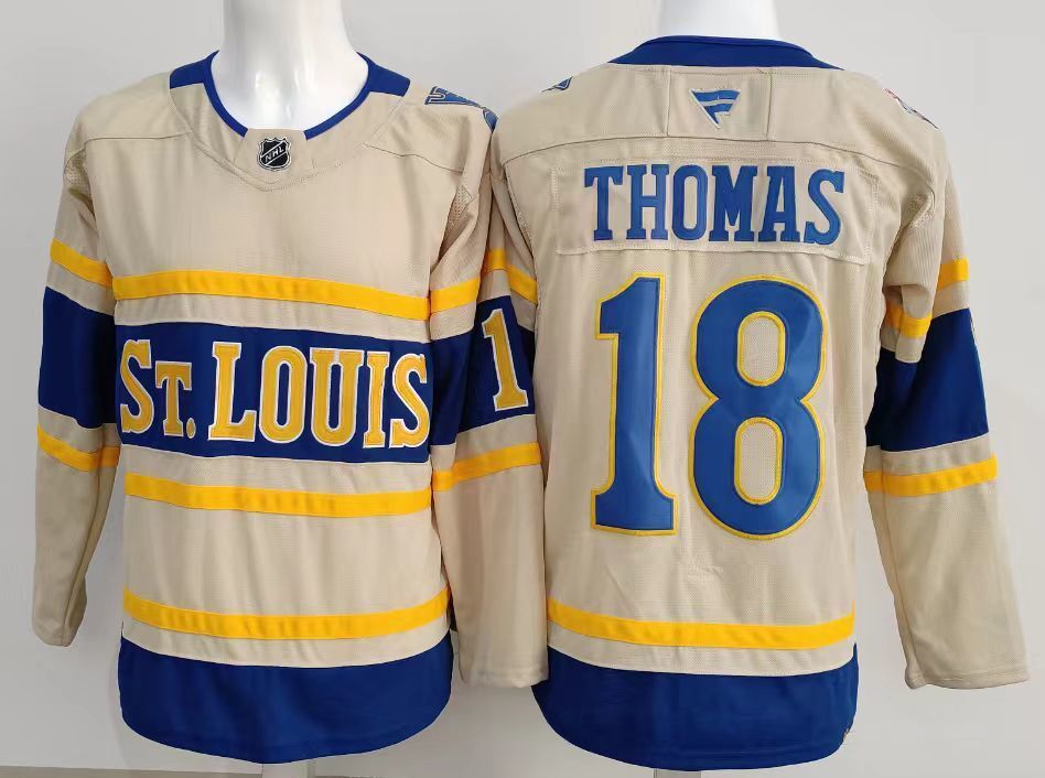 St. Louis Blues #18 Robert Thomas Blue Hockey Jersey hockey jersey product view 1