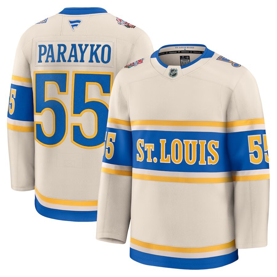 St. Louis Blues #55 Colton Parayko 2025 NHL Winter Classic Premium Player Jersey - Cream Hockey Jersey hockey jersey product view 1
