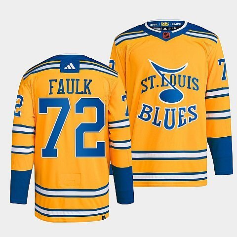 St. Louis Blues #72 justin-faulk-yellow-2022reverse-retro-2.0-authentic-primegreen-jersey Hockey Jersey hockey jersey product view 1