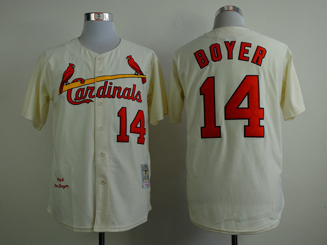 St. Louis Cardinals #14 Cardinals 14 Off-White 1964 Retro Baseball Jersey baseball jersey product view 1