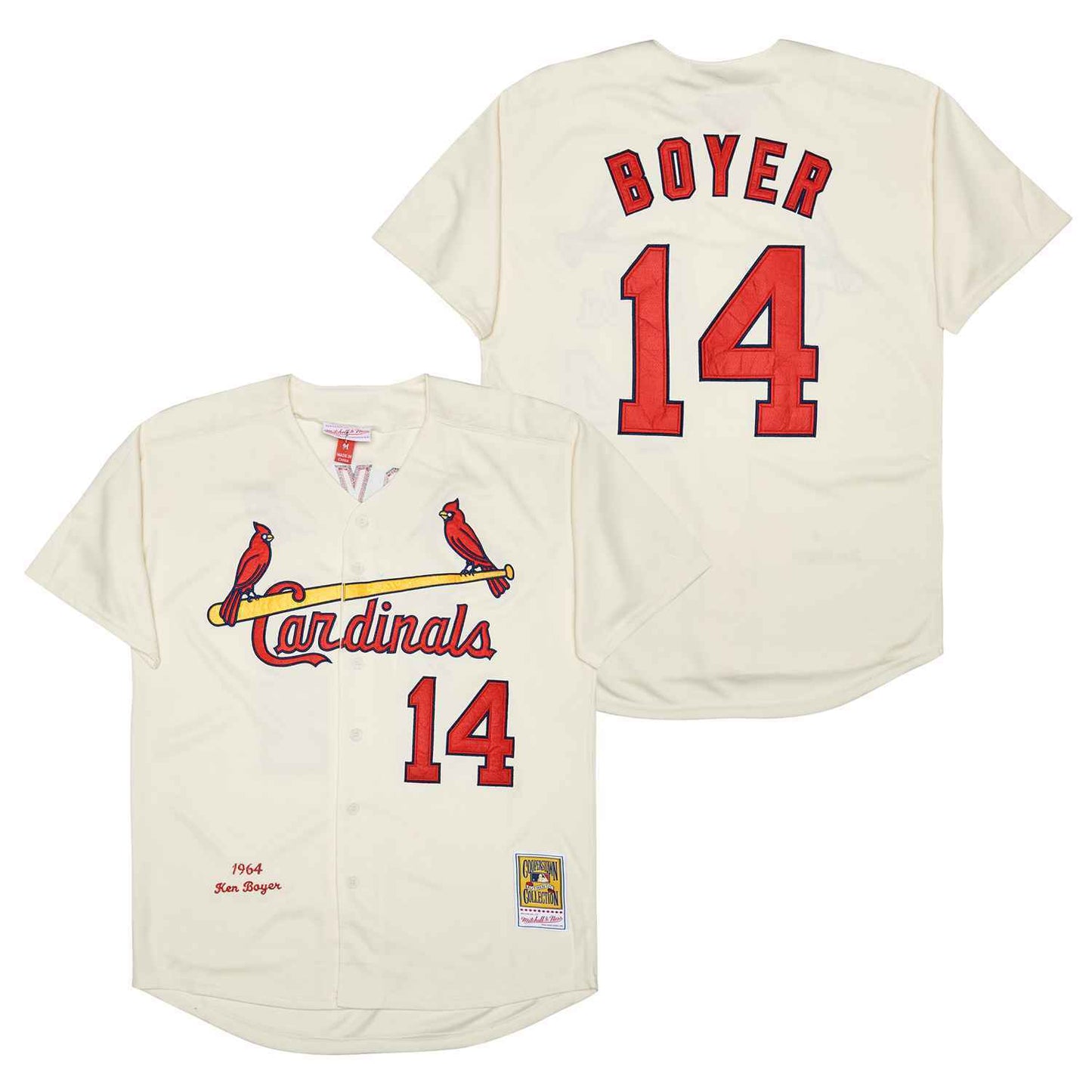 St. Louis Cardinals #14 Ken Boyer Cardinals 14 Off-White 1964 Retro Baseball Jersey baseball jersey product view 1