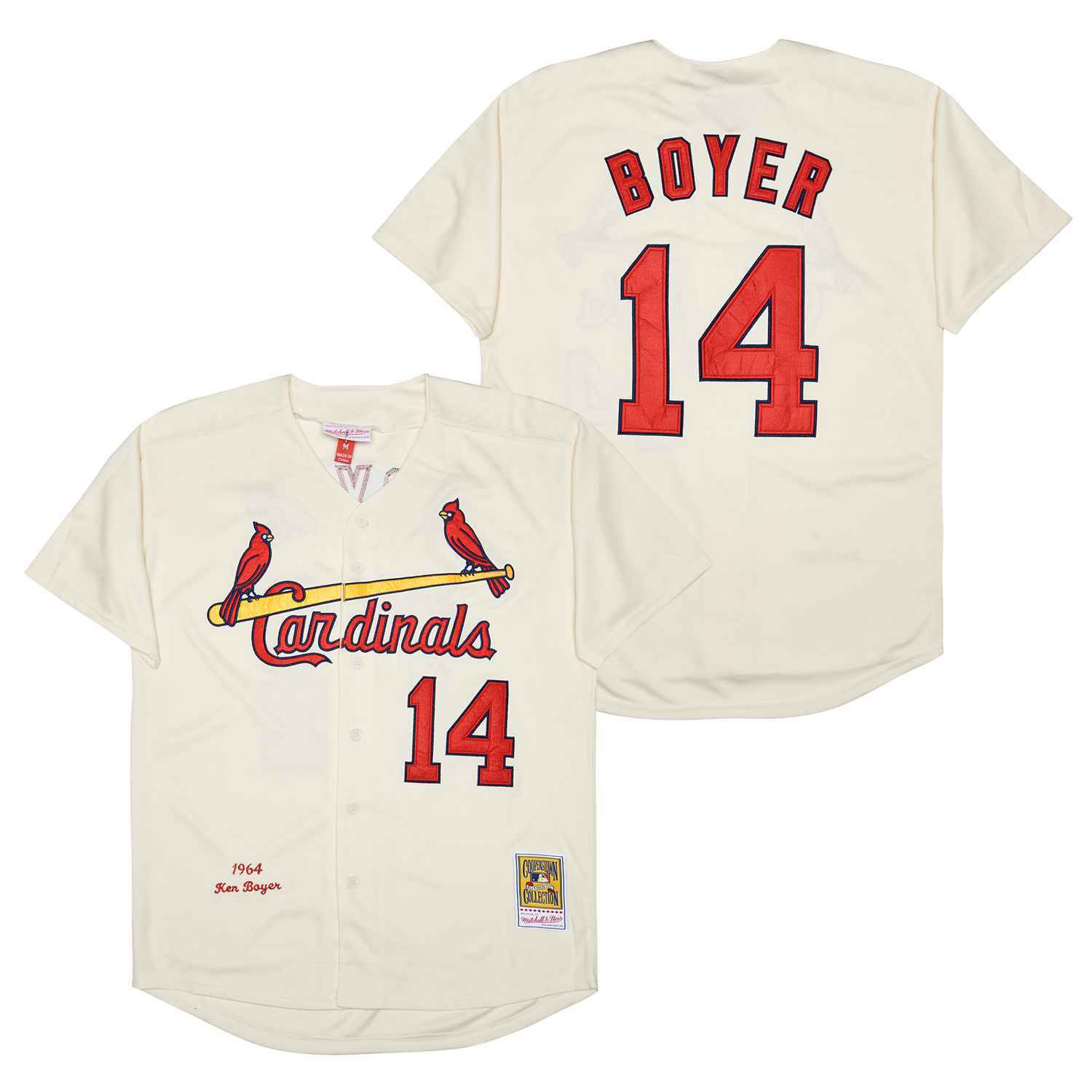 St. Louis Cardinals #14 Ken Boyer Cardinals 14 Off-White 1964 Retro Baseball Jersey baseball jersey product view 1