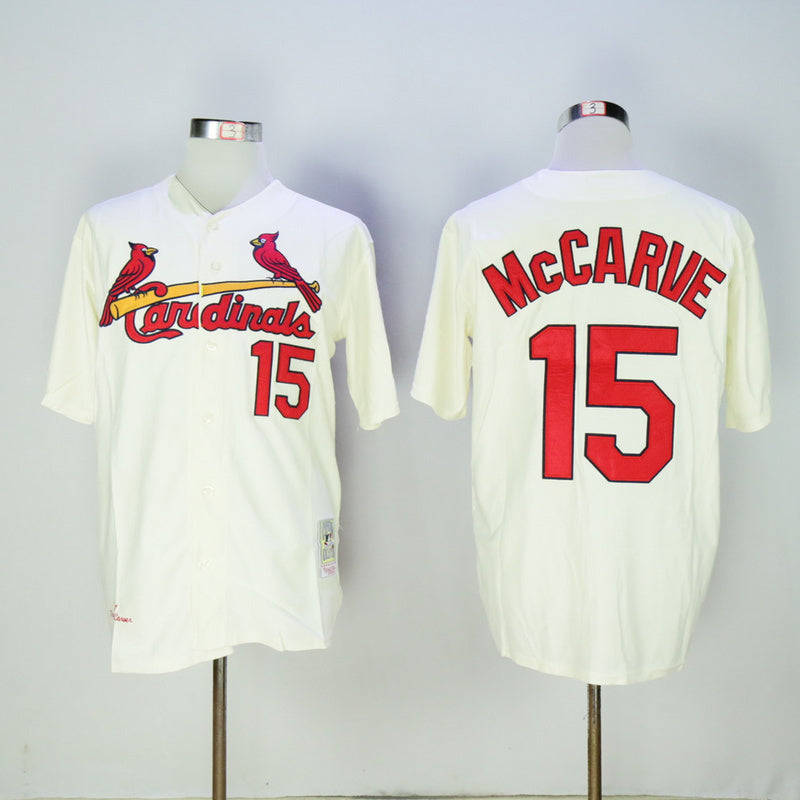 St. Louis Cardinals #15 Cardinals 15 Off-White 1967 Retro Baseball Jersey baseball jersey product view 1
