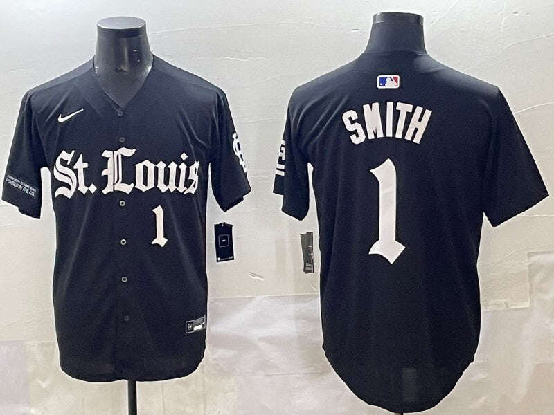 St. Louis Cardinals #1 Ozzie Smith Red 5 Collaboration Style 1 Baseball Jersey baseball jersey product view 1