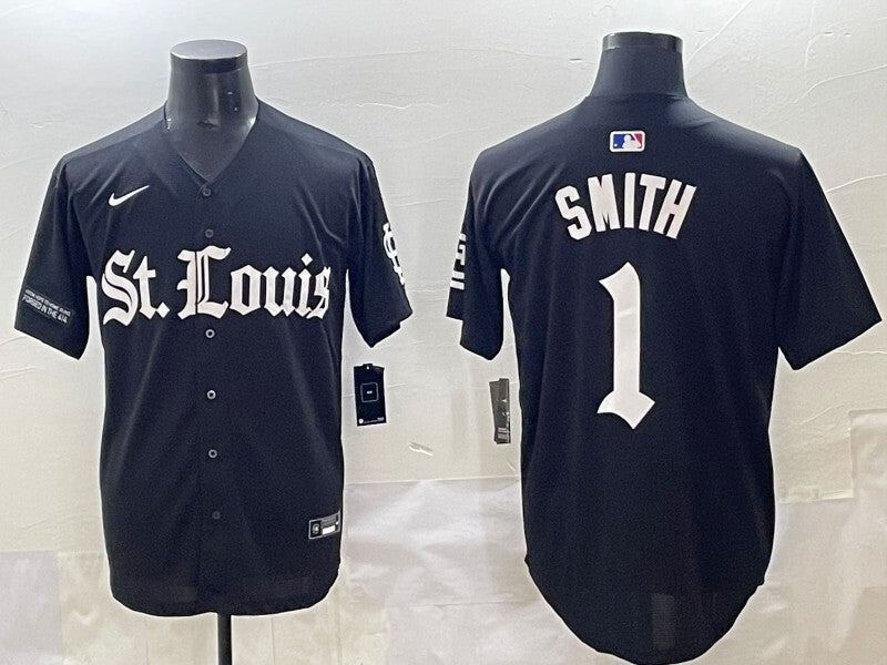 St. Louis Cardinals #1 Ozzie Smith Red 5 Collaboration Style 2 Baseball Jersey baseball jersey product view 1