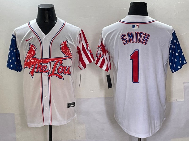 St. Louis Cardinals #1 Ozzie Smith Red Edition Adult Style 1 Baseball Jersey baseball jersey product view 1
