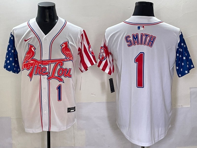 St. Louis Cardinals #1 Ozzie Smith Red Edition Adult Style 2 Baseball Jersey baseball jersey product view 1
