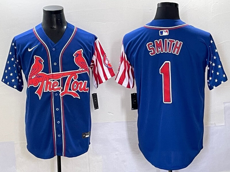 St. Louis Cardinals #1 Ozzie Smith Red Edition Adult Style 4 Baseball Jersey baseball jersey product view 1