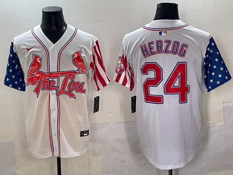 St. Louis Cardinals #24 Whitey Herzog Red Edition Adult Style 2 Baseball Jersey baseball jersey product view 1