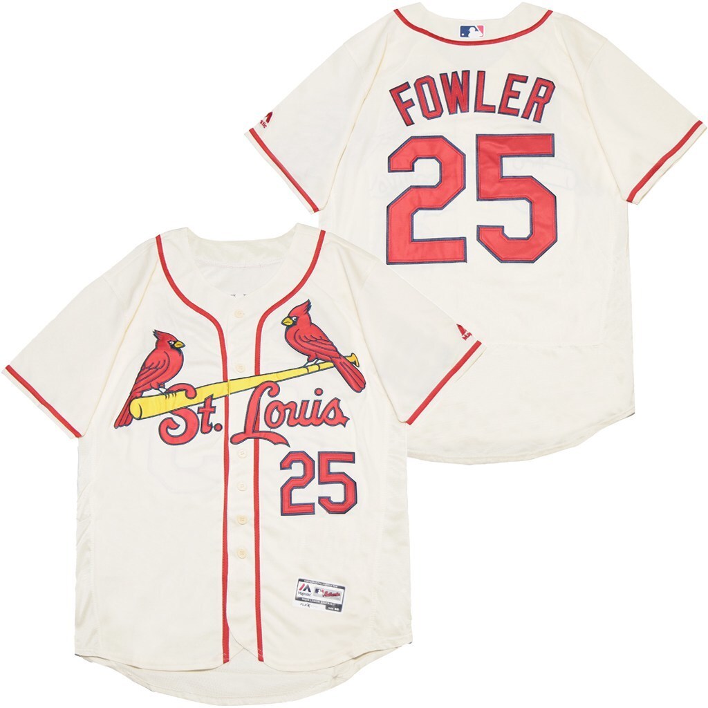 St. Louis Cardinals #25 Dexter Fowler Cardinals 25 Off-White Elite Baseball Jersey baseball jersey product view 1