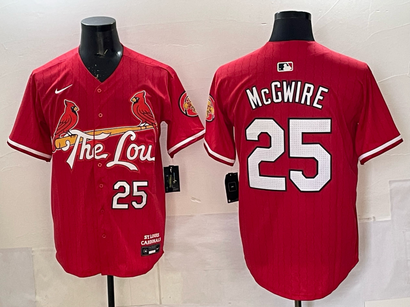 St. Louis Cardinals #25 Mark McGwire Red City Adult Baseball Jersey baseball jersey product view 1
