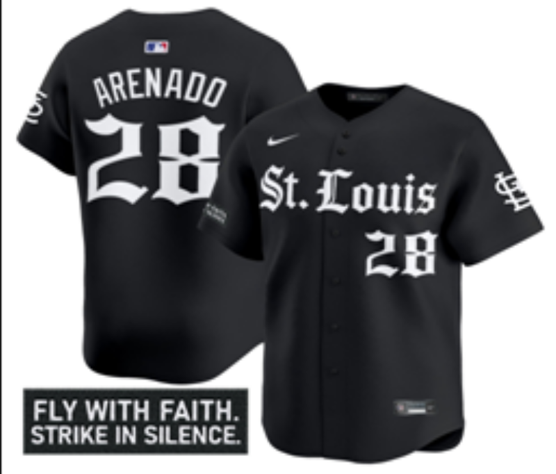 St. Louis Cardinals #28 Nolan Arenado Red Black 5 Collaboration Style 2 Baseball Jersey baseball jersey product view 1
