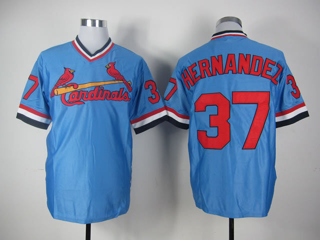 St. Louis Cardinals #37 Cardinals 37 Blue Retro Baseball Jersey baseball jersey product view 1