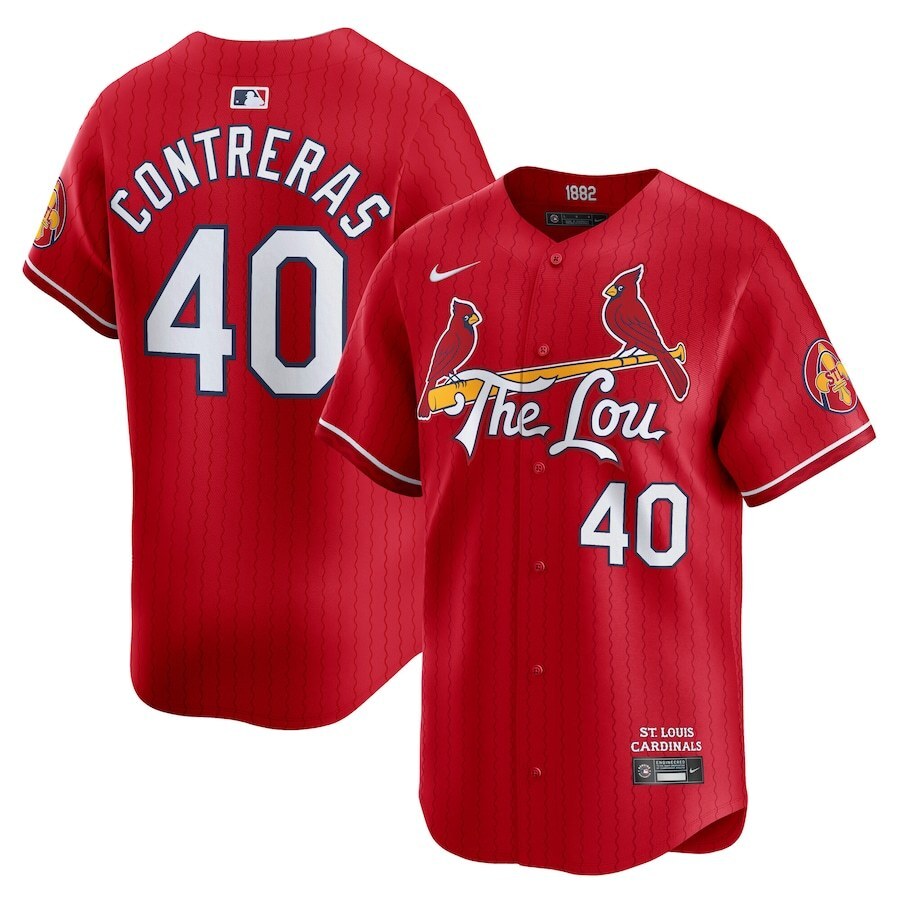 St. Louis Cardinals #40 Willson Contreras City Connect Limited Jersey - Red Baseball Jersey baseball jersey product view 1
