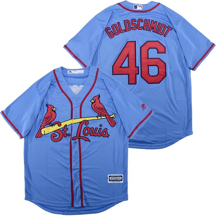St. Louis Cardinals #46 Paul Goldschmidt Cardinals 46 Blue Fan Baseball Jersey baseball jersey product view 1