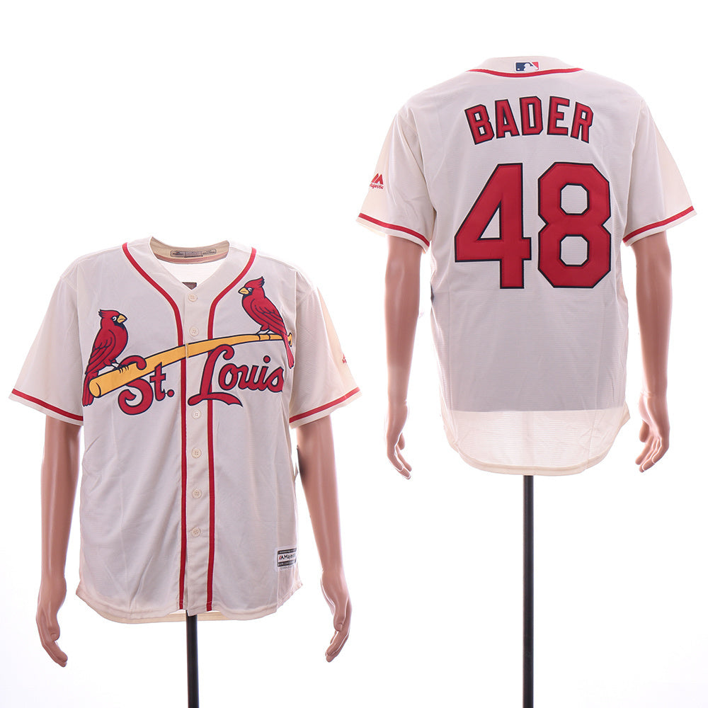 St. Louis Cardinals #48 Harrison Bader Cardinals 48 Off-White Fan Baseball Jersey baseball jersey product view 1