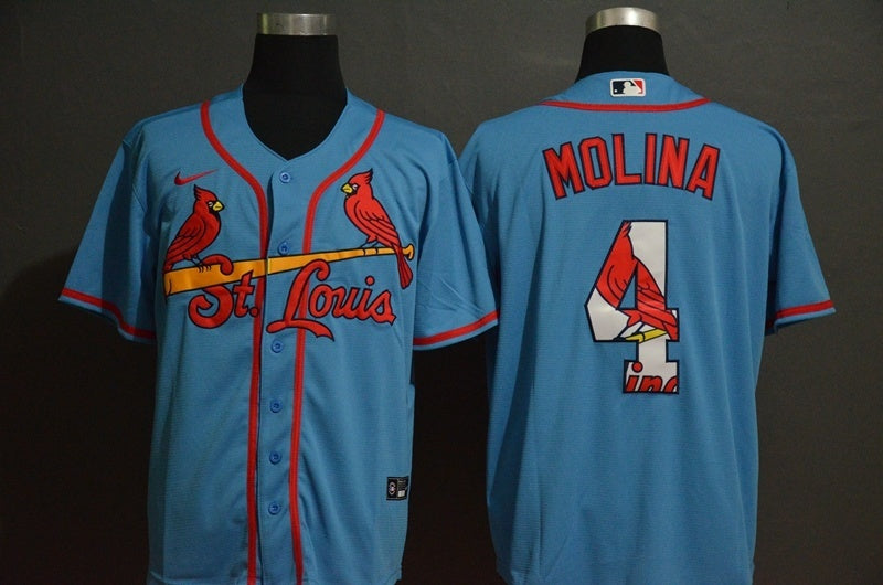 St. Louis Cardinals #4 Yadier Molina Baseball Jersey baseball jersey product view 1