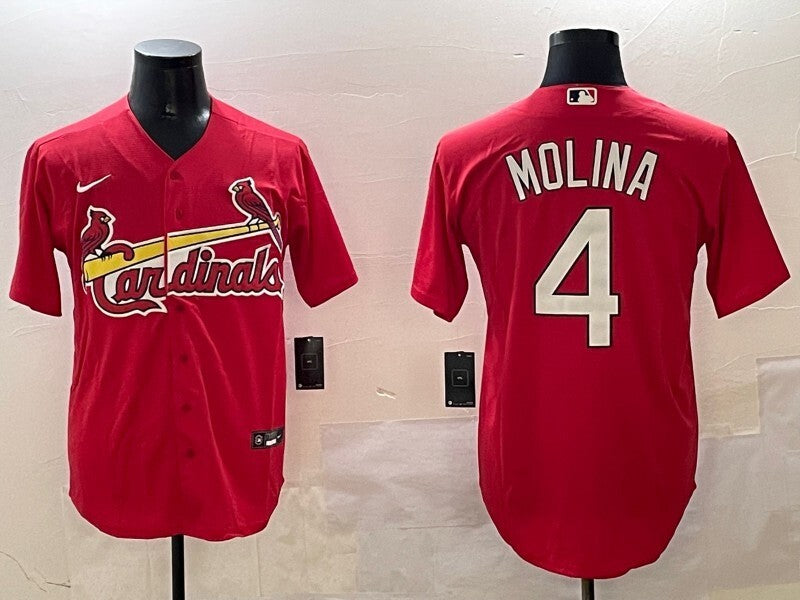 St. Louis Cardinals #4 Yadier Molina Red Fan Edition Baseball Jersey baseball jersey product view 1