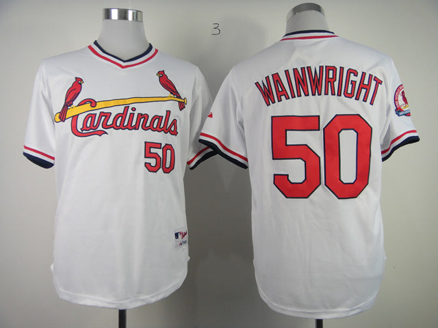 St. Louis Cardinals #50 Cardinals 50 White Inverted Baseball Jersey baseball jersey product view 1