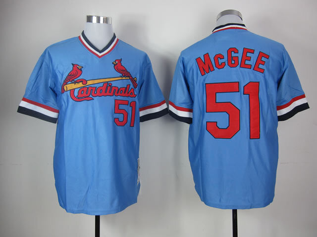 St. Louis Cardinals #51 Cardinals 51 Blue 1982 Retro Baseball Jersey baseball jersey product view 1