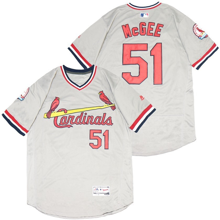 St. Louis Cardinals #51 Willie McGee Cardinals 51 Gray Elite Baseball Jersey baseball jersey product view 1