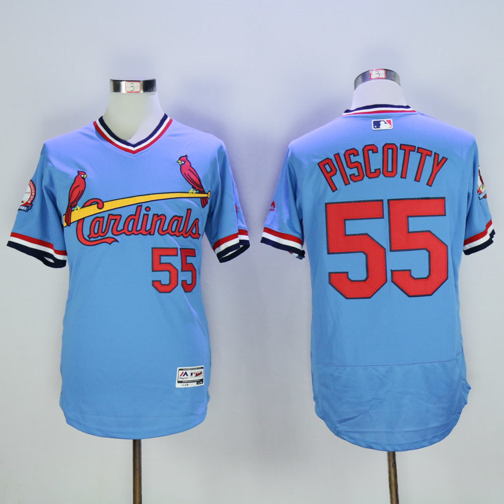 St. Louis Cardinals #55 Stephen Piscotty Cardinals 55 Blue Pullover 2016 Player Version Retro baseball jersey product view 1