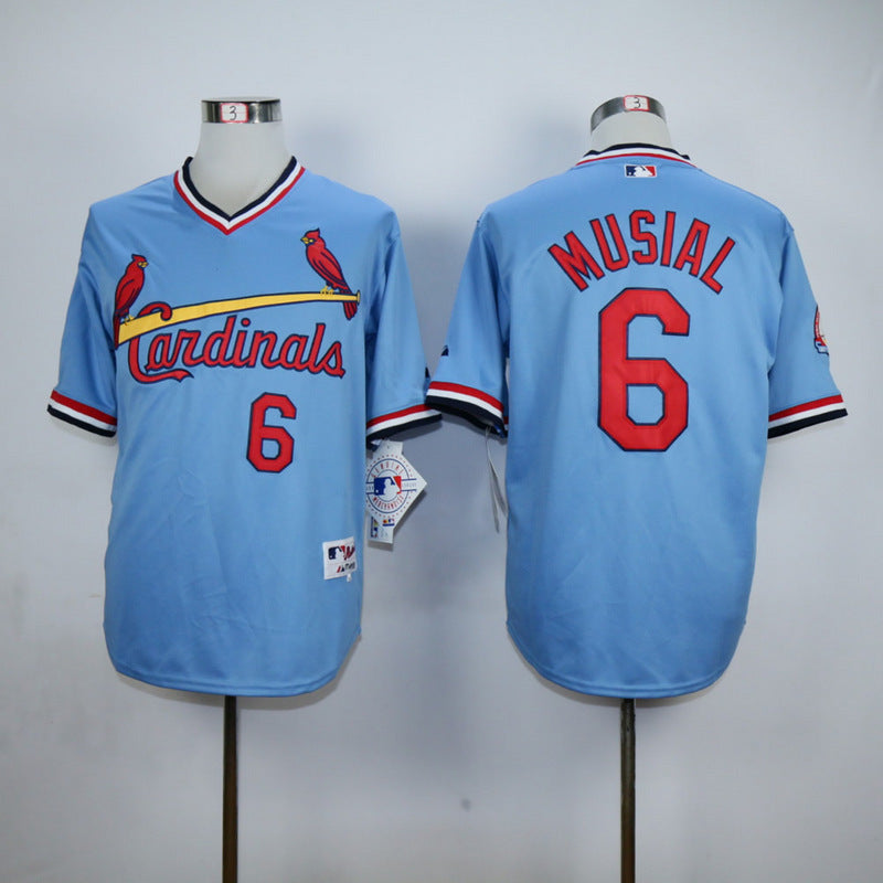 St. Louis Cardinals #6 Cardinals 6 Blue 1985 Inverted Baseball Jersey baseball jersey product view 1