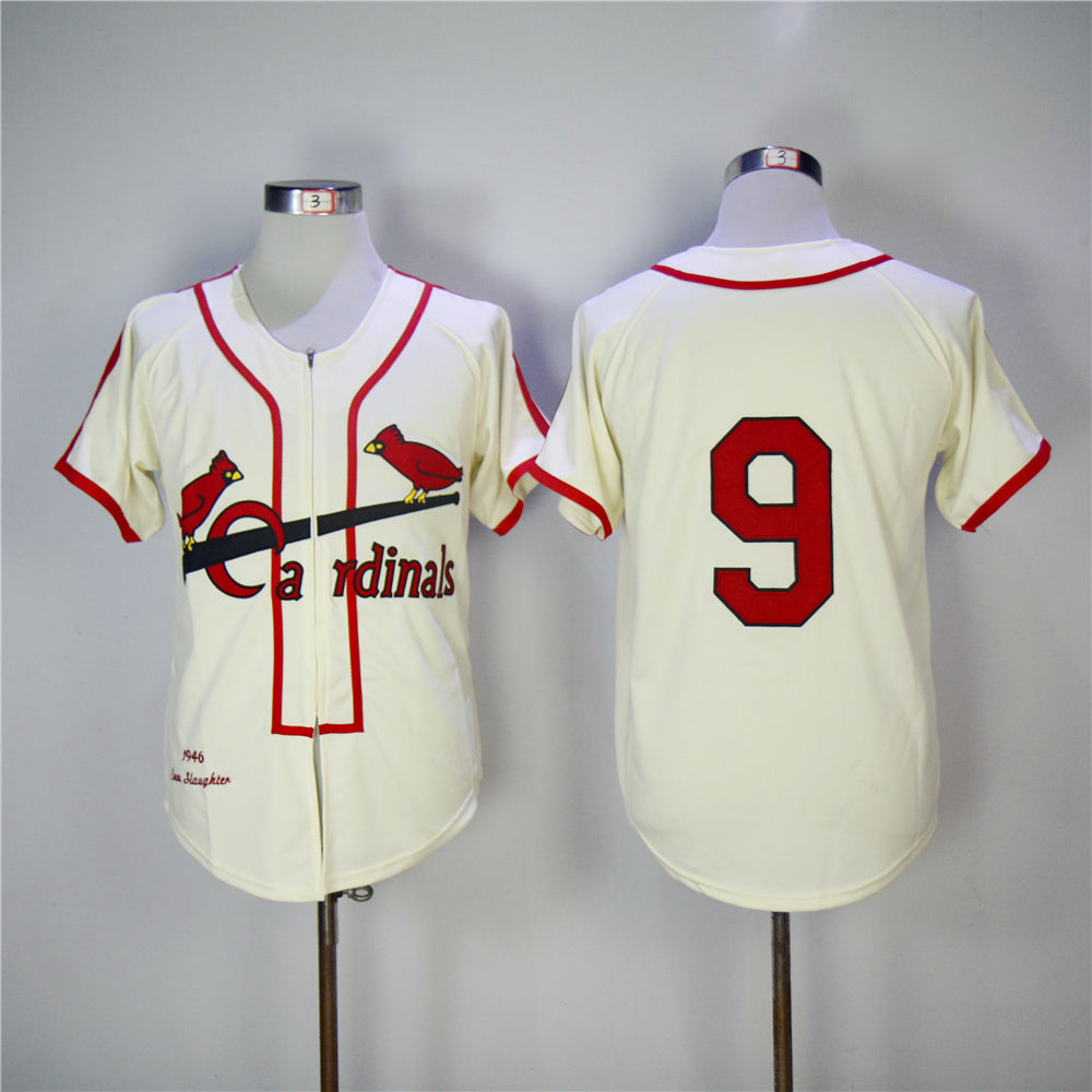 St. Louis Cardinals #9 Cardinals 9 Off-White 1946 Retro Baseball Jersey baseball jersey product view 1