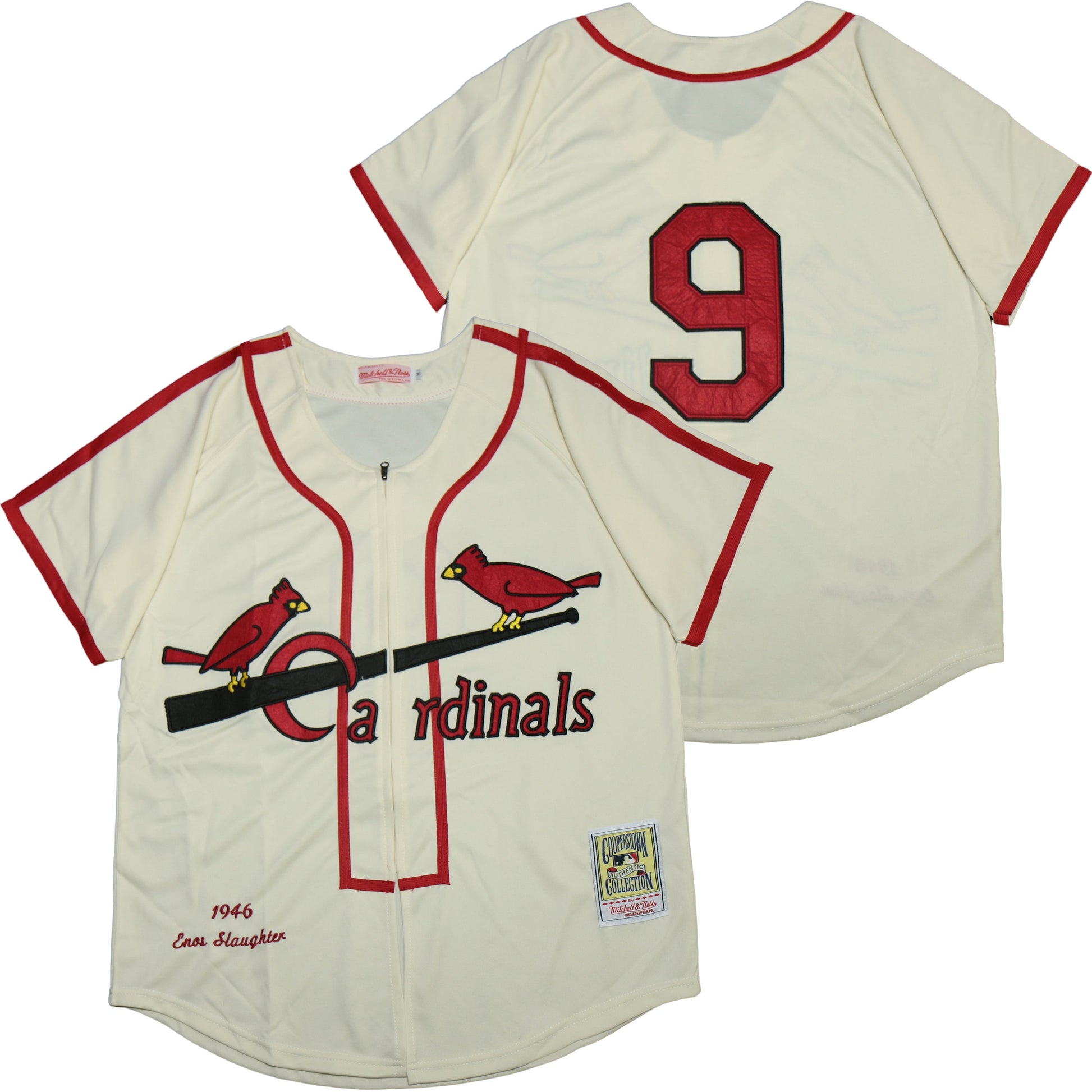 St. Louis Cardinals #9 Enos Slaughter Cardinals 9 Off-White 1946 Retro Baseball Jersey baseball jersey product view 1