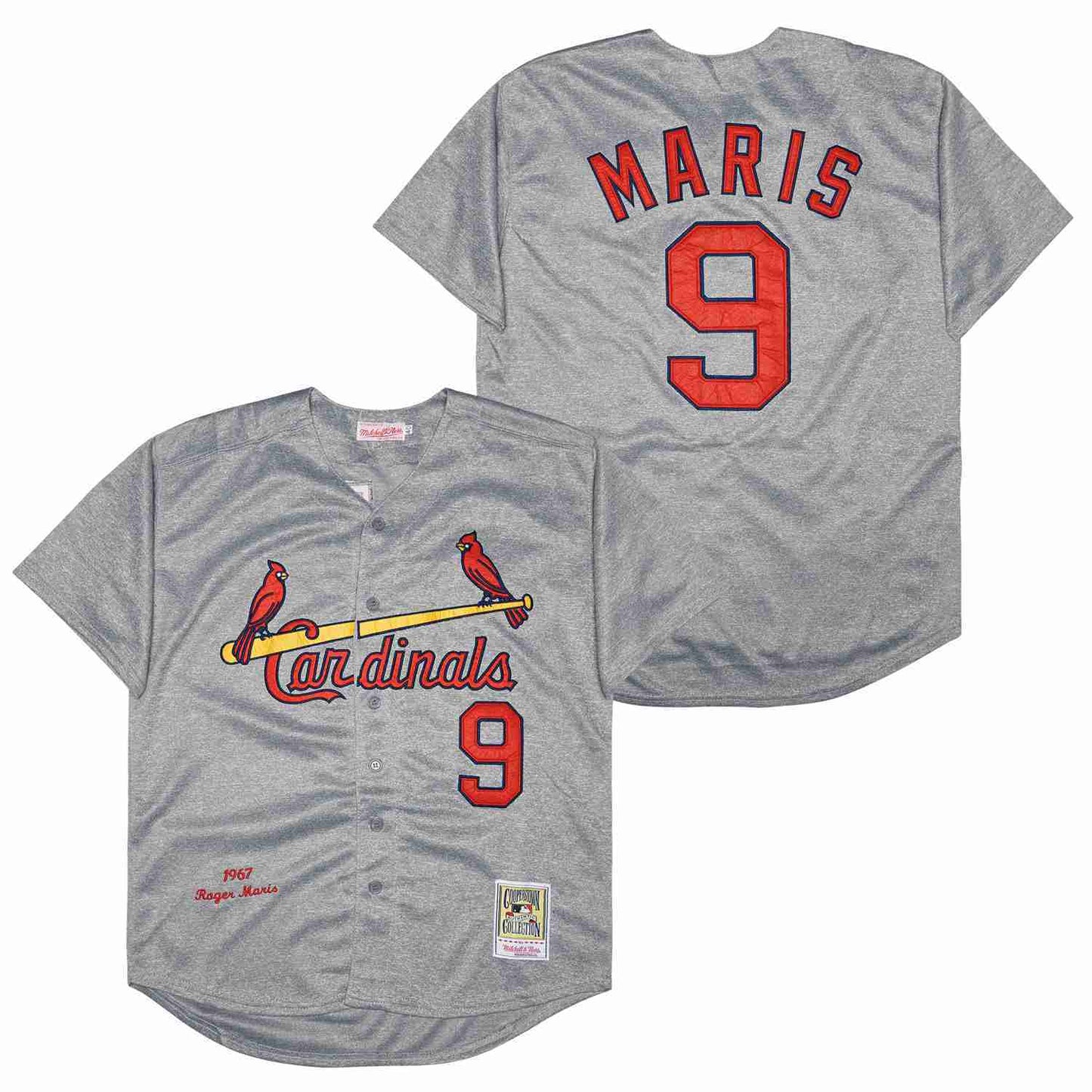 St. Louis Cardinals #9 Maris Cardinals 9 Hemp Gray 1967 Retro Style 1 Baseball Jersey baseball jersey product view 1