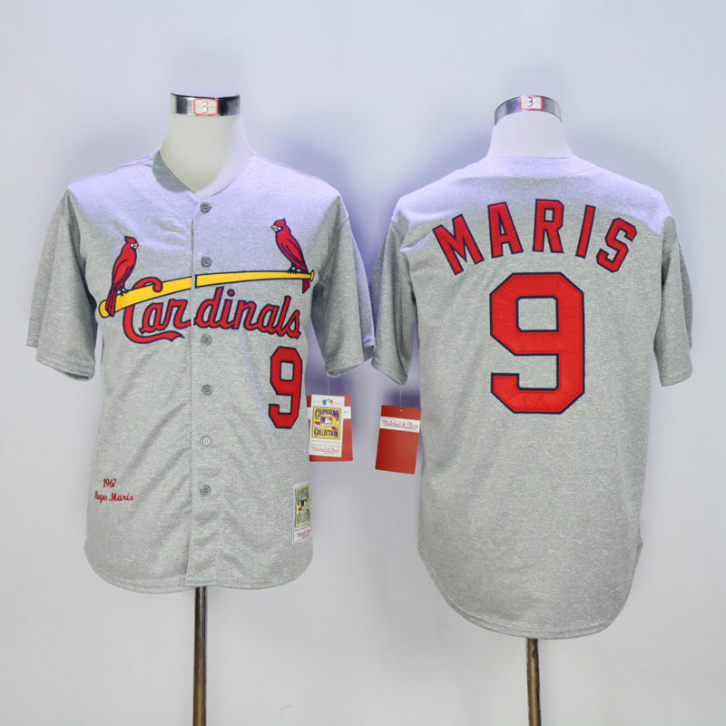 St. Louis Cardinals #9 Maris Cardinals 9 Hemp Gray 1967 Retro Style 2 Baseball Jersey baseball jersey product view 1