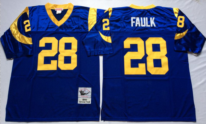 St. Louis Rams #28 Marshall Faulk Throwback Style 2 Football Jersey football jersey product view 1
