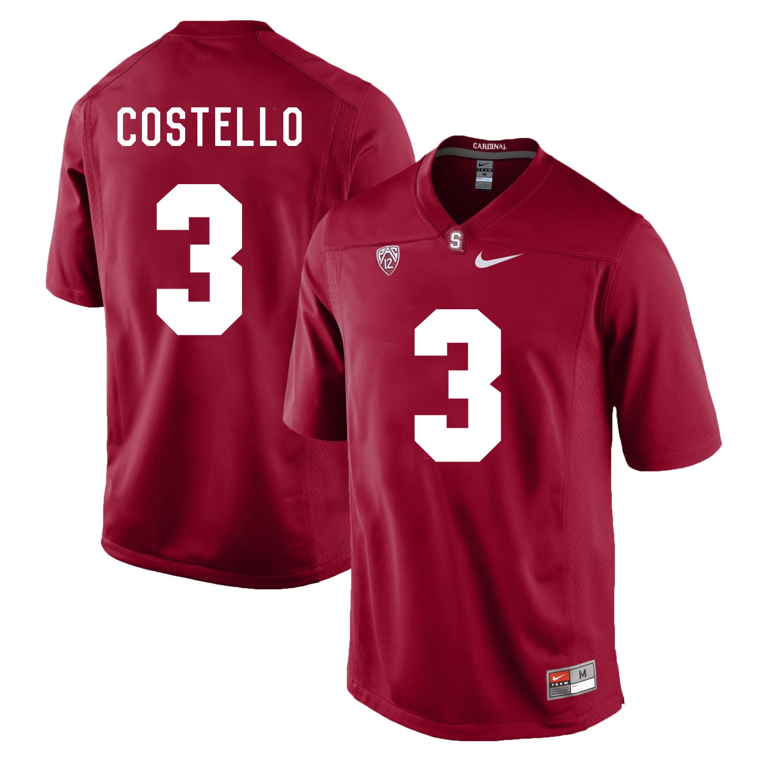 Stanford COSTELLO 3 Cardinal College Football Jersey football jersey product view 1