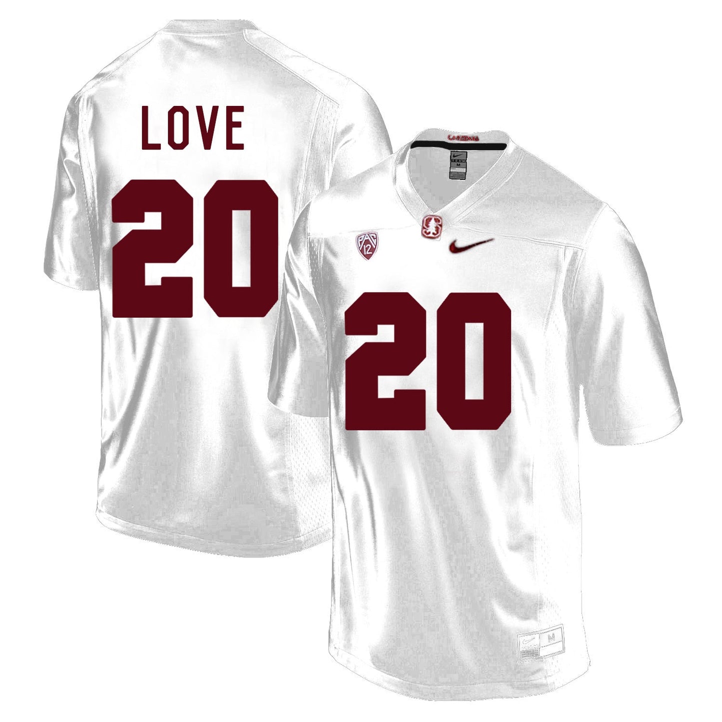 Stanford LOVE 20 White College Football Jersey football jersey product view 1