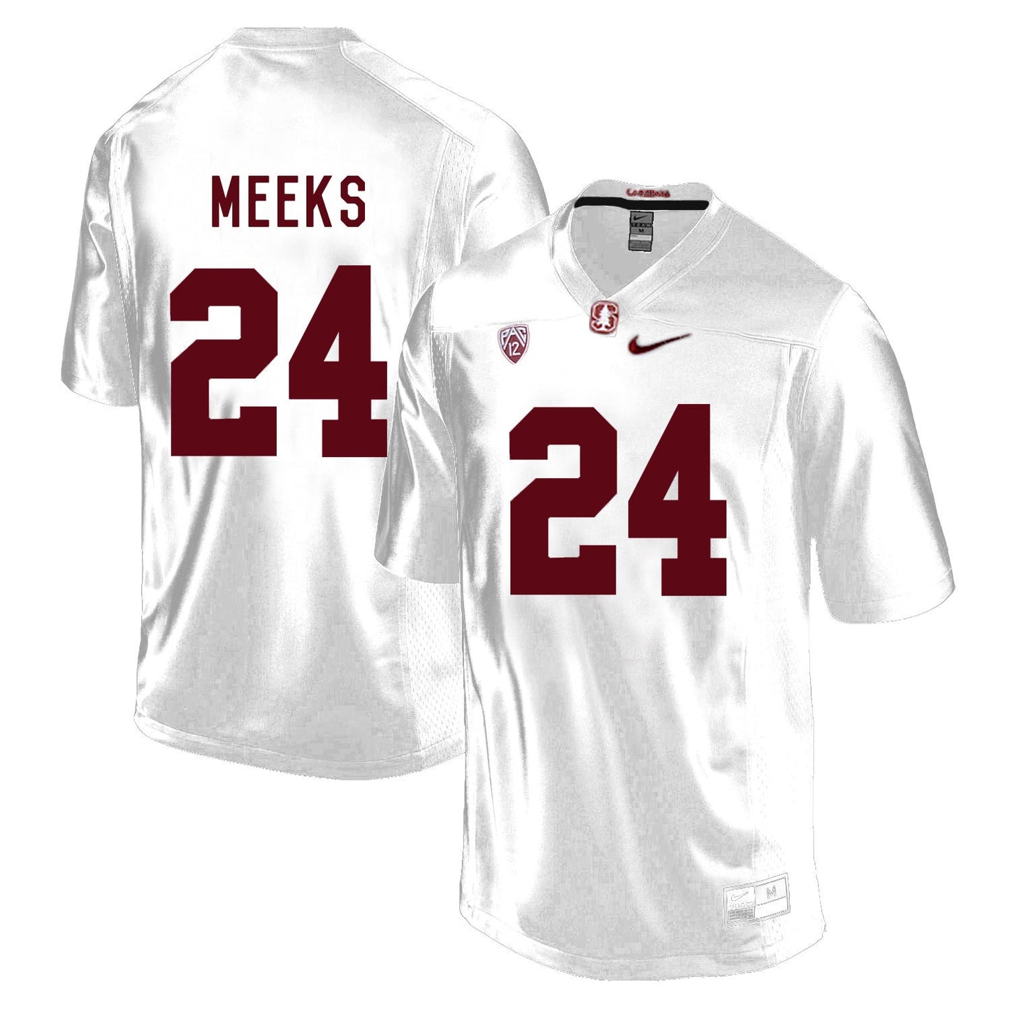Stanford MEEKS 24 White College Football Jersey football jersey product view 1