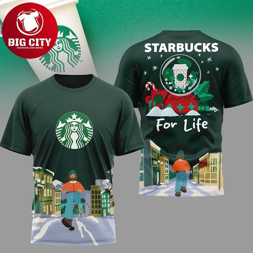 Starbucks For Life Christmas Holiday Coffee Lover Two Sided Shirt Unisex T-shirt, Sweatshirt, Hoodie, Long Sleeve Tee - T-Shirt, Sweatshirt, Hoodie