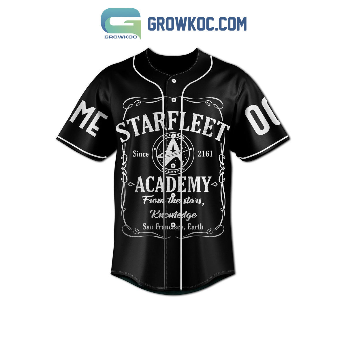 Starfleet Academy From The Stars Knowledge Black Design Personalized Baseball Jersey baseball jersey product view 3