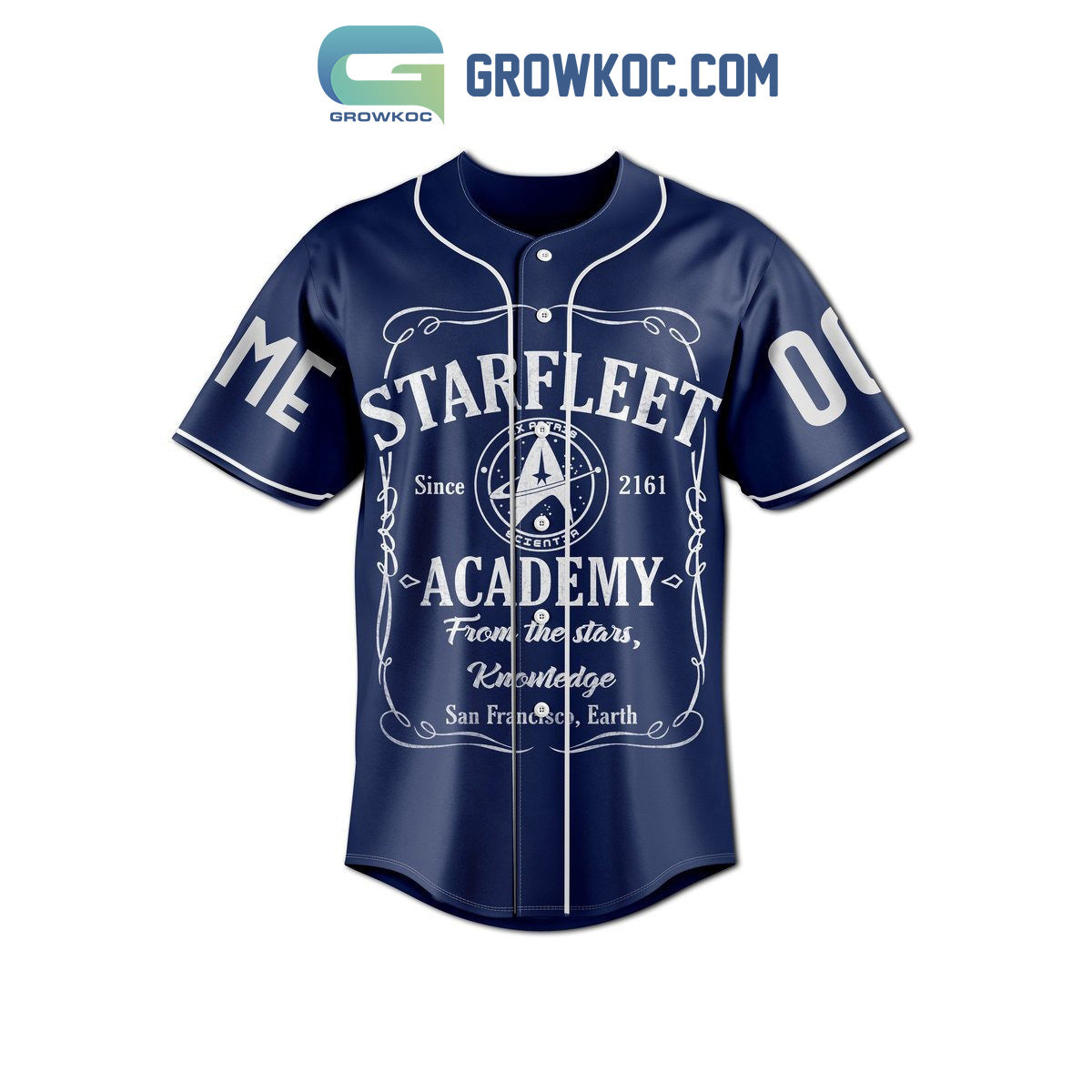 Starfleet Academy From The Stars Knowledge Blue Design Personalized Baseball Jersey baseball jersey product view 2
